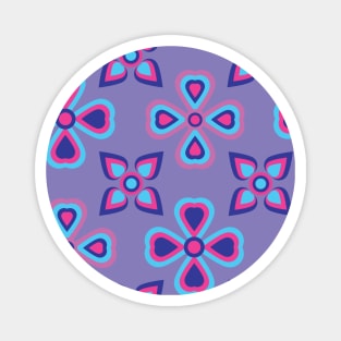 Blue and Purple Floral Pattern Magnet